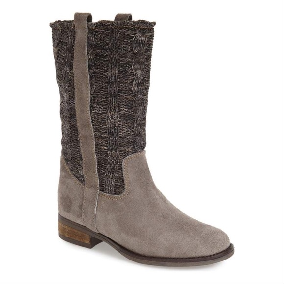 Ash Gray Sweater Knit Tall Cozy Winter Boots - Picture 6 of 6